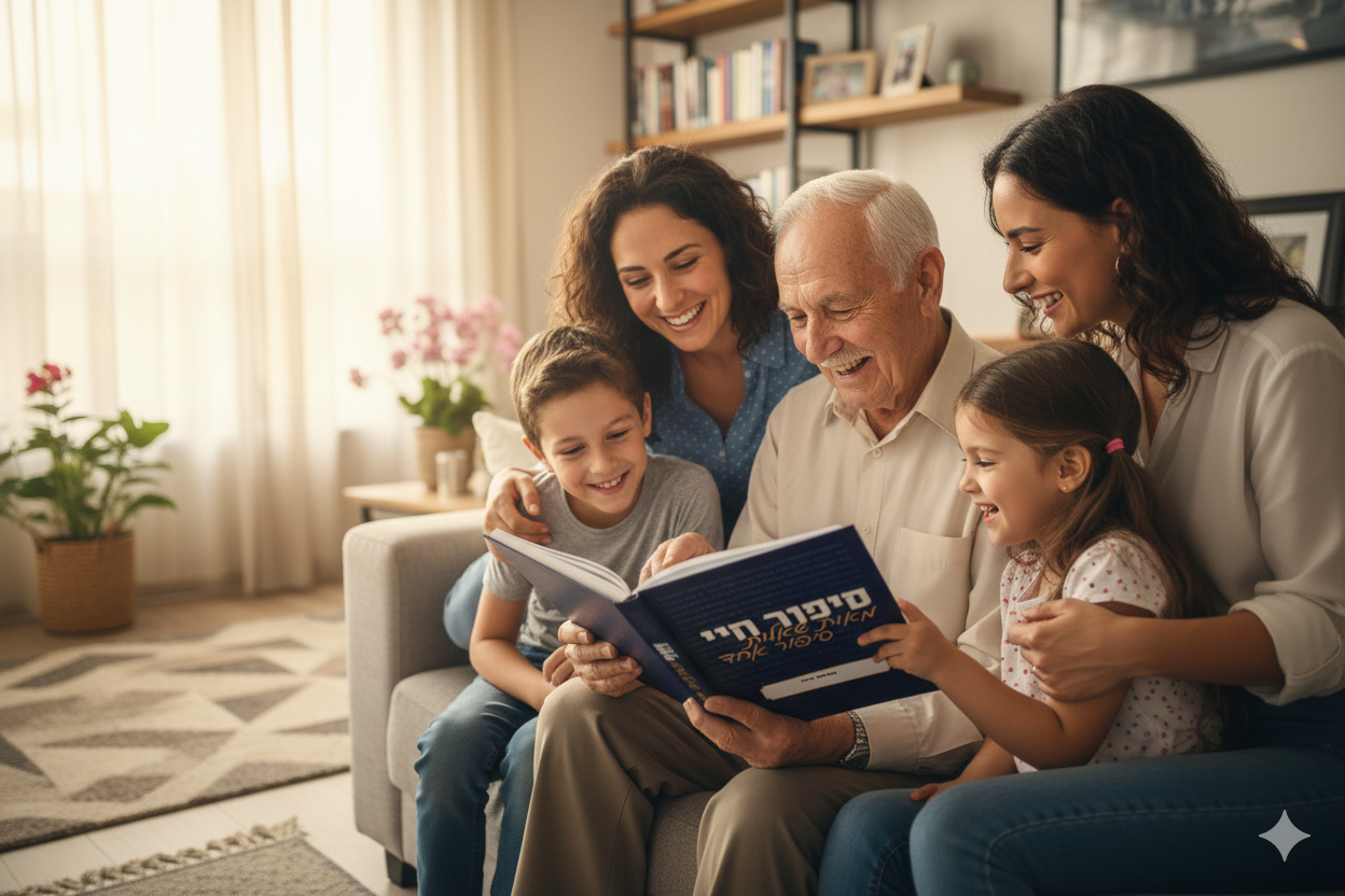 משפחה עם ספר סיפור חיי