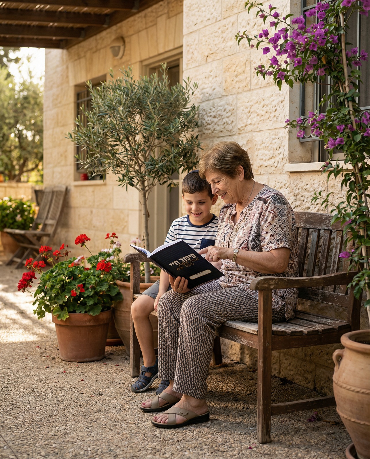 סבתא ונכד קוראים יחד את סיפור חיי
