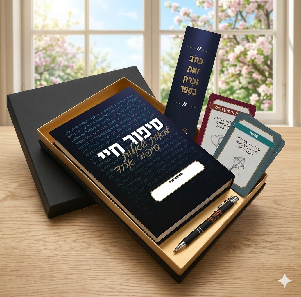 ערכת מתנה סיפור חיי — ספר, קלפים, עט ומארז יוקרתי